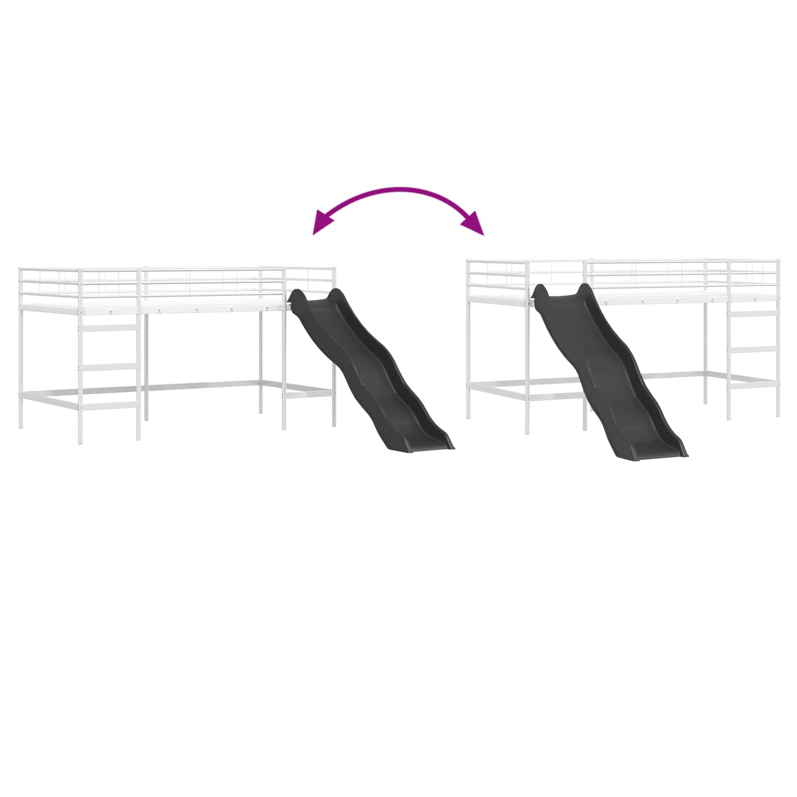 Lasten loft-vuoteen runko liukumäellä Valkoinen ja Antrasiitti - Image 10