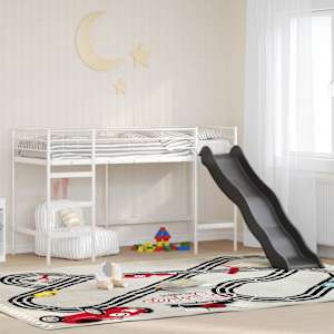 Postelja za otroke z drsnikom Bela in antracitna 90 x 190 cm