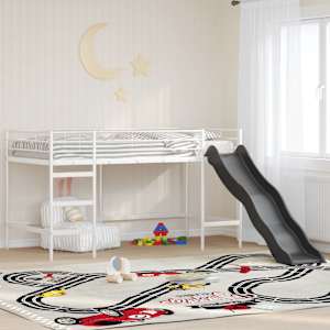 Postelja za otroke z drsnikom Bela in antracitna 107 x 200 cm
