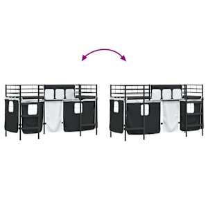 Dětská loftová postel s závěsy Černá 90 x 190 cm - obrázek 13