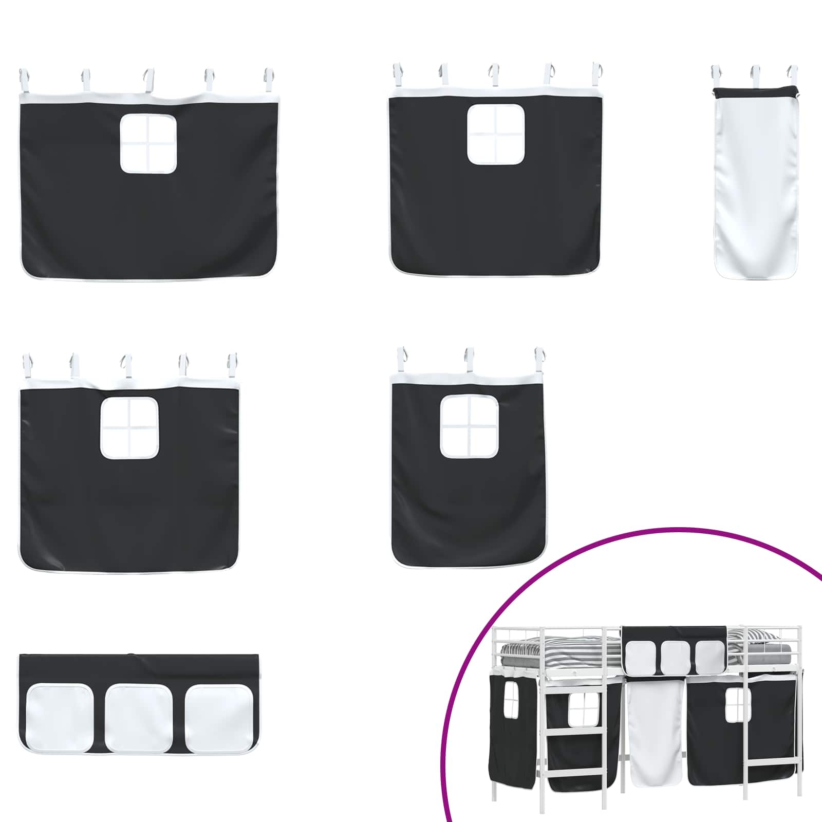 Laste Lofti voodi raam, millel on kardinad Valge ja must 7 Kõik vajalik sinu aeda ja koju! Laste Lofti voodi raam, millel on kardinad Valge ja must - Image 7