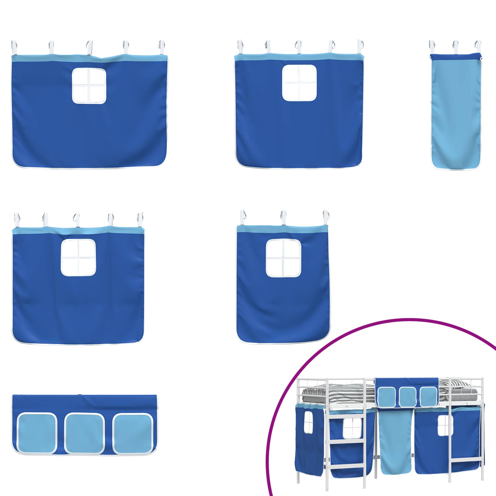 Lasten Laita Vuodekehys Verhoilla Valkoinen ja sininen - Image 7