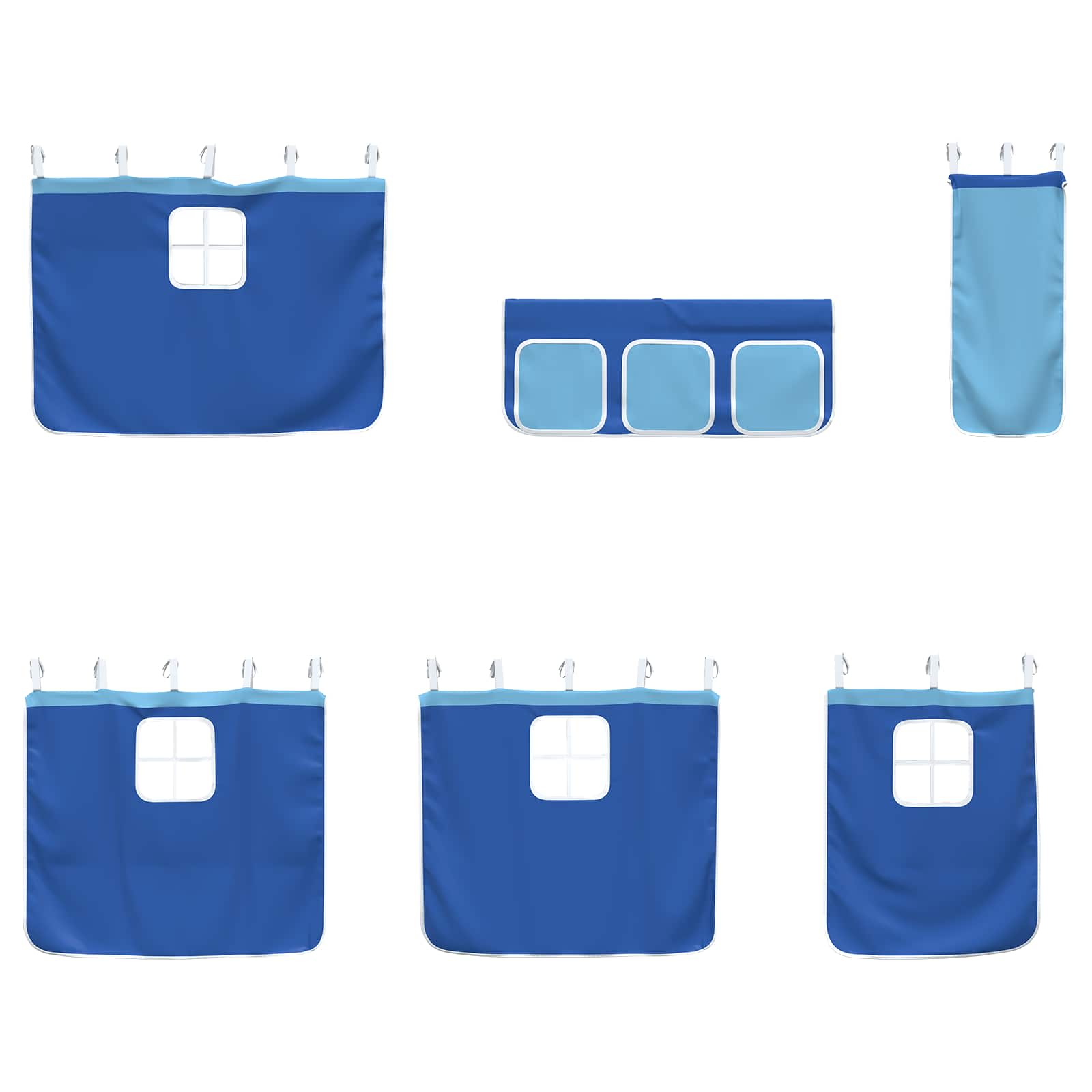 Lasten Laita Vuodekehys Verhoilla Valkoinen ja sininen - Image 8