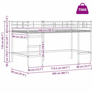 Dětská loftová postel s závěsy Bílá a modrá 90 x 200 cm - obrázek 15