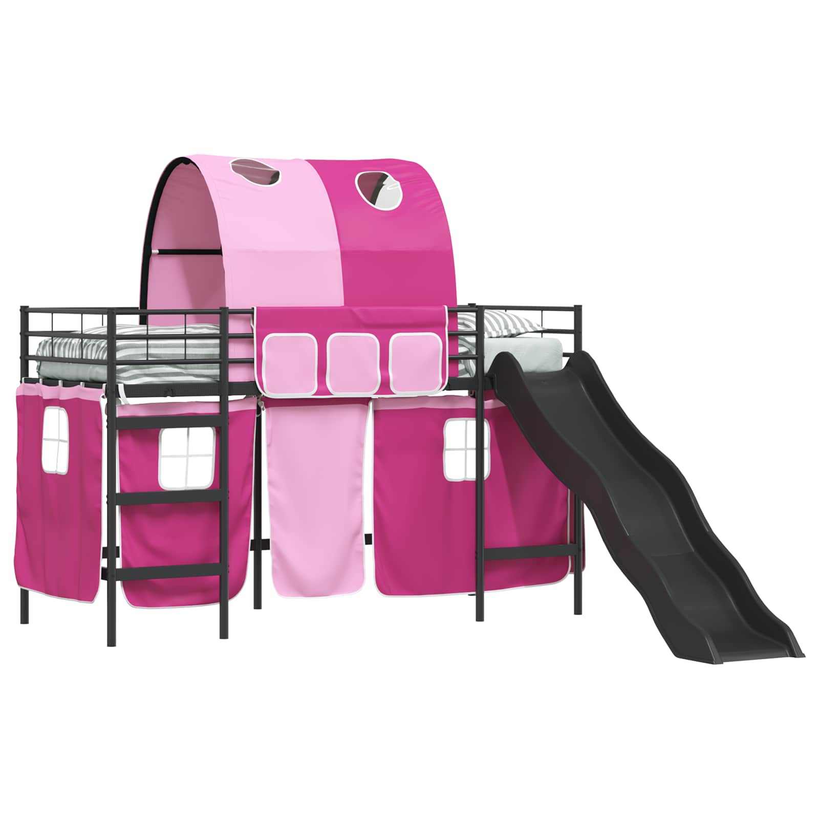 Thumbnail - vidaXL Kinder-Etagenbett Schwarz und Pink 90 x 190 cm Metall