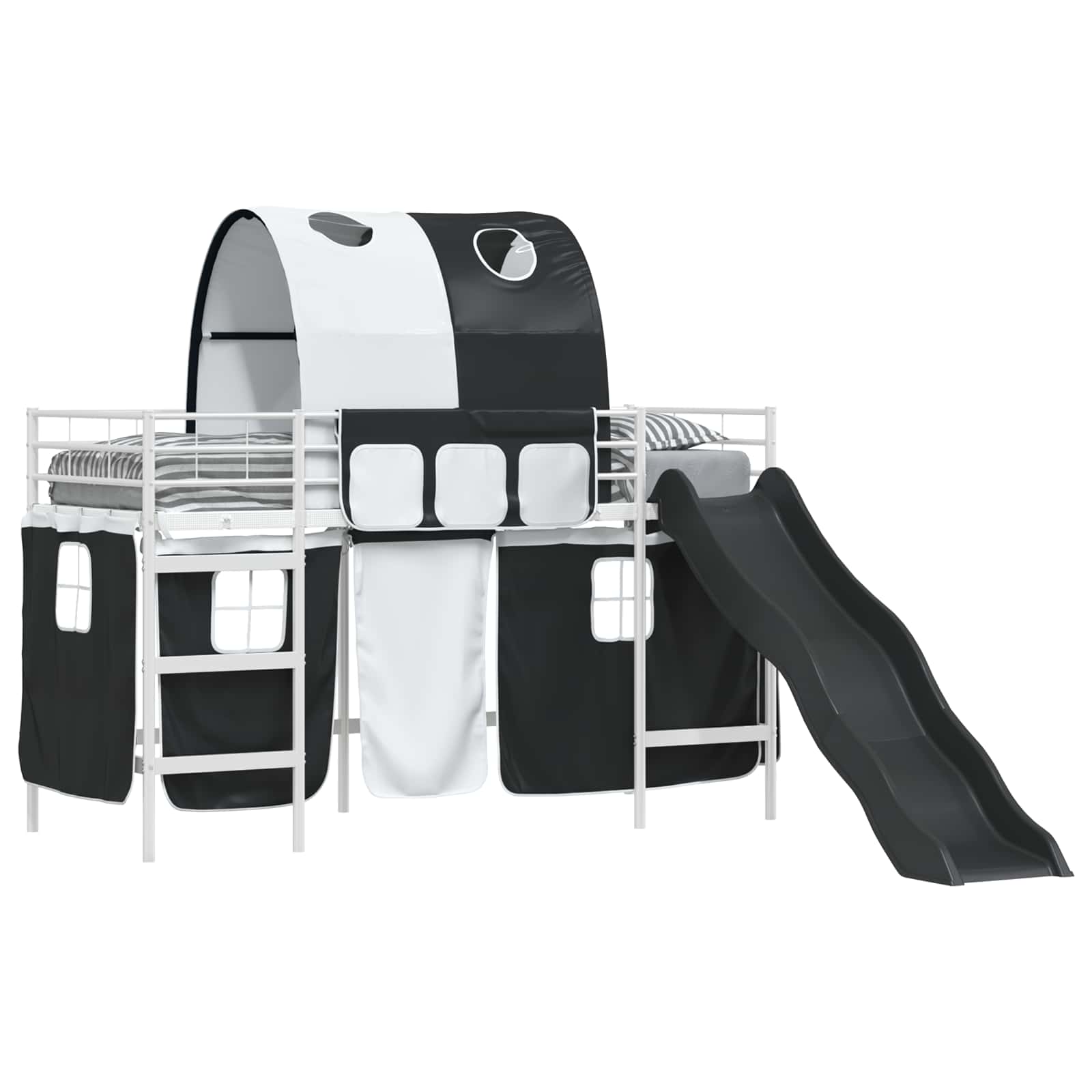 Thumbnail - vidaXL Kinder-Etagenbett Weiß und Schwarz 75 x 190 cm Metall