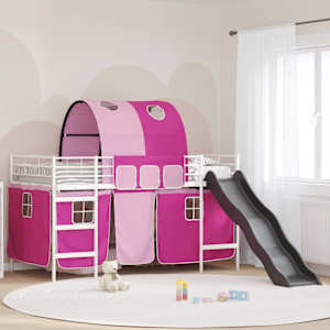 Postelja na podestu za otroke Bela in roza 100 x 200 cm Kovina