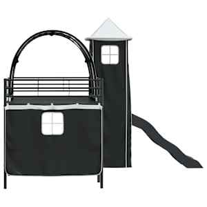 Dětský patrový postelový rám Jednobarevný Černá 90 x 200 cm Kov - obrázek 9