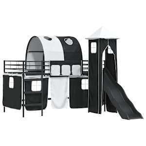 Dětský patrový postelový rám Černá 100 x 200 cm Kov - obrázek 4