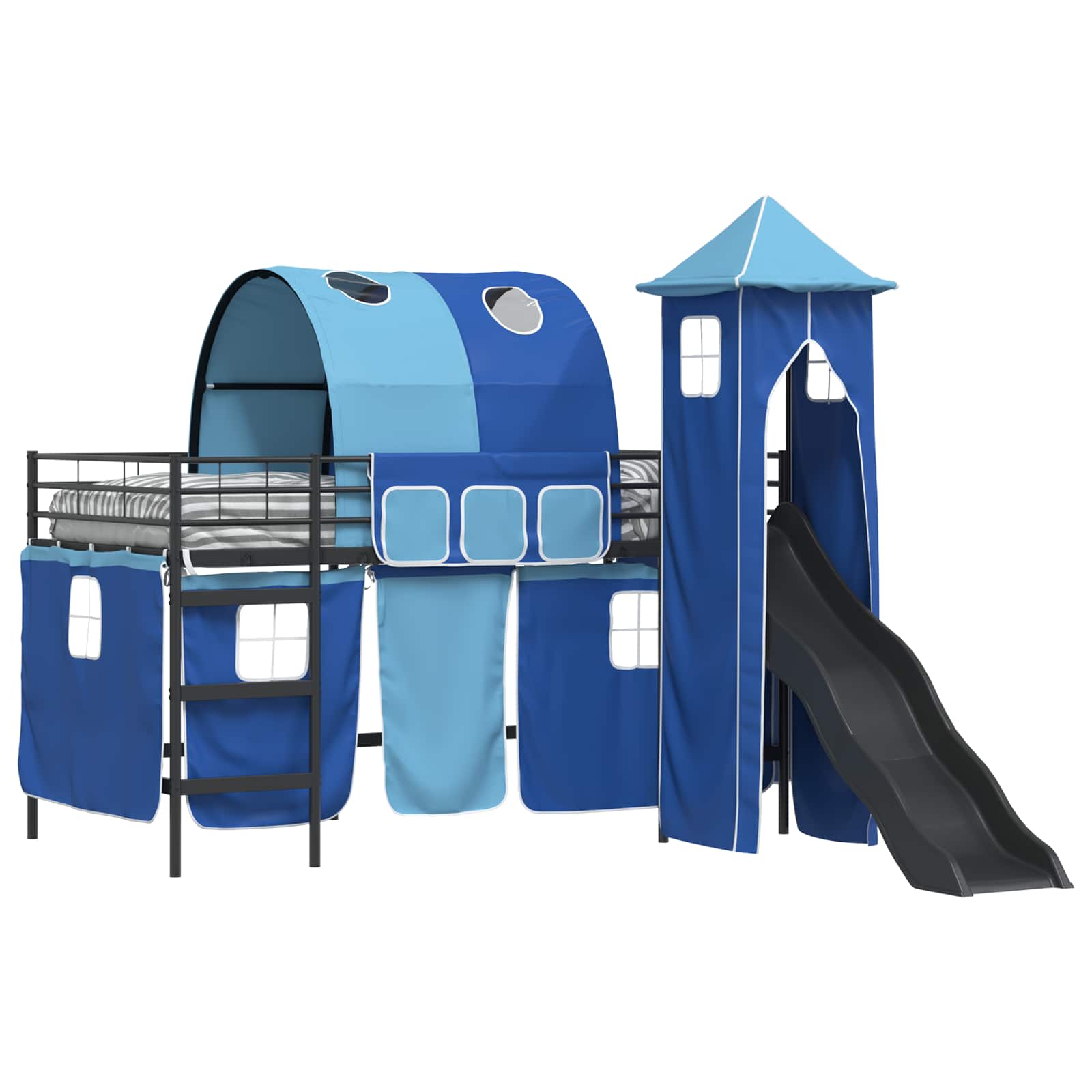 Thumbnail - vidaXL Kinderloftbett Schwarz und Blau 90 x 200 cm Metall