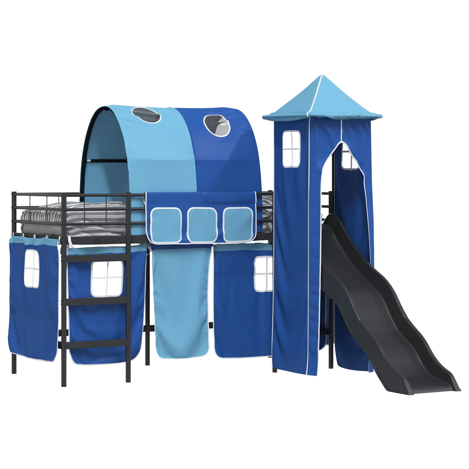 Thumbnail - vidaXL Kinderloftbett Schwarz und Blau 99,5 x 190 cm Metall