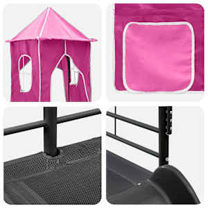 Dětský patrový postelový rám Černá a růžová 90 x 190 cm Kov - obrázek 11