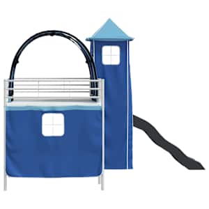 Dětský patrový postelový rám Bílá a modrá 80 x 200 cm Kov - obrázek 9
