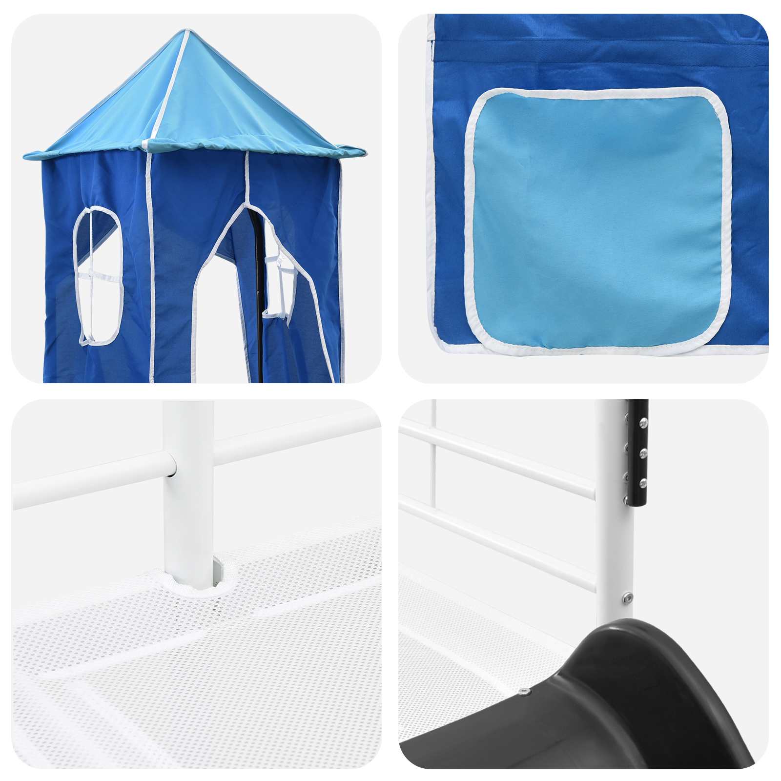 Postelja z loft tipom za otroke Bela in modra 90 x 190 cm - slika 11