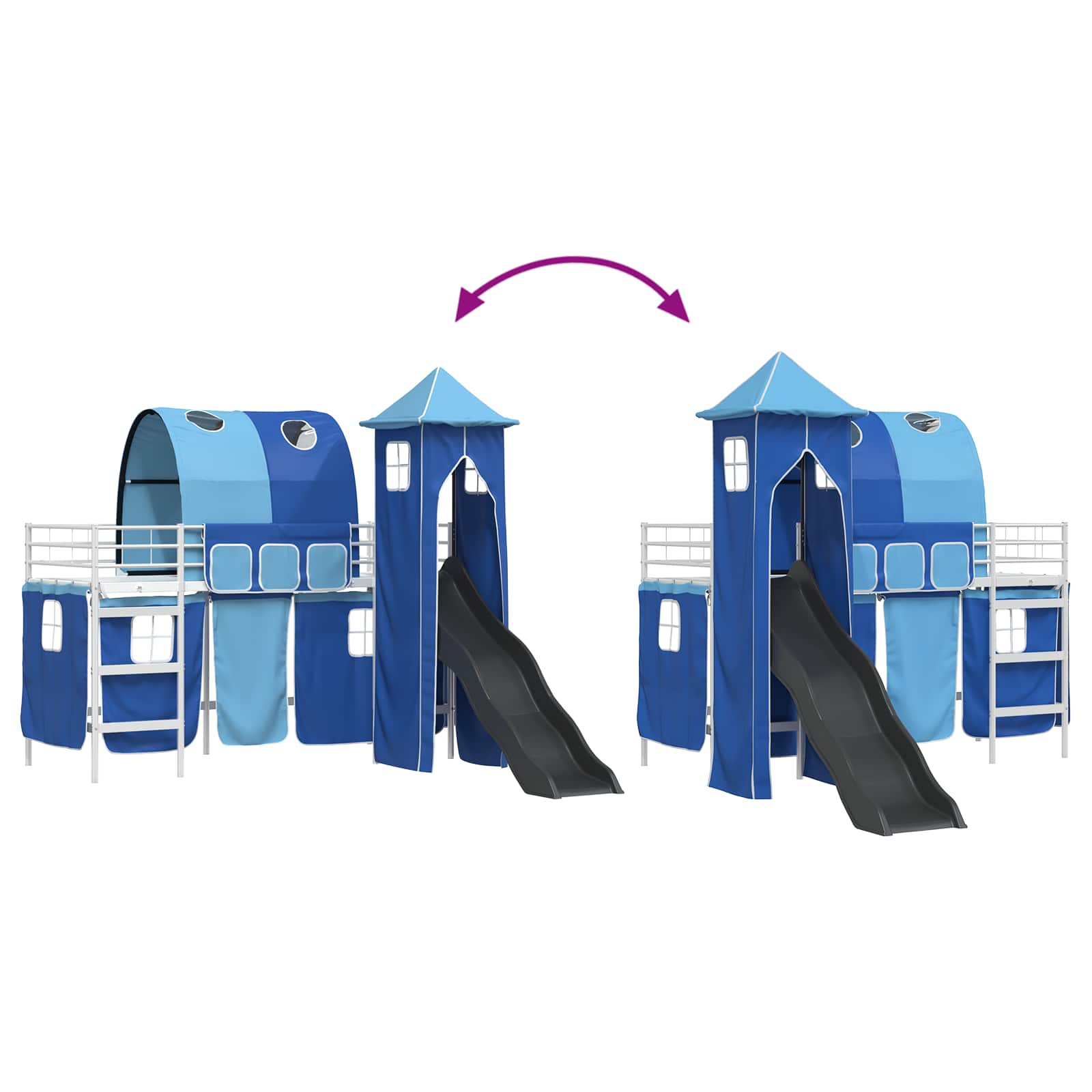 Postelja z loft tipom za otroke Bela in modra 90 x 190 cm - slika 12