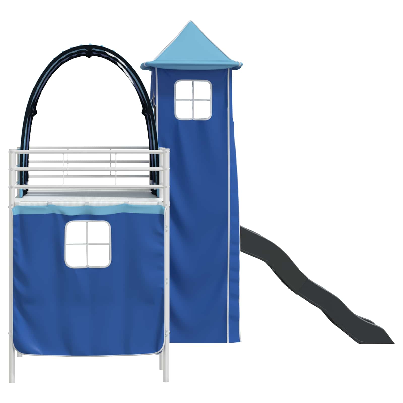 Postelja z loft tipom za otroke Bela in modra 90 x 190 cm - slika 9