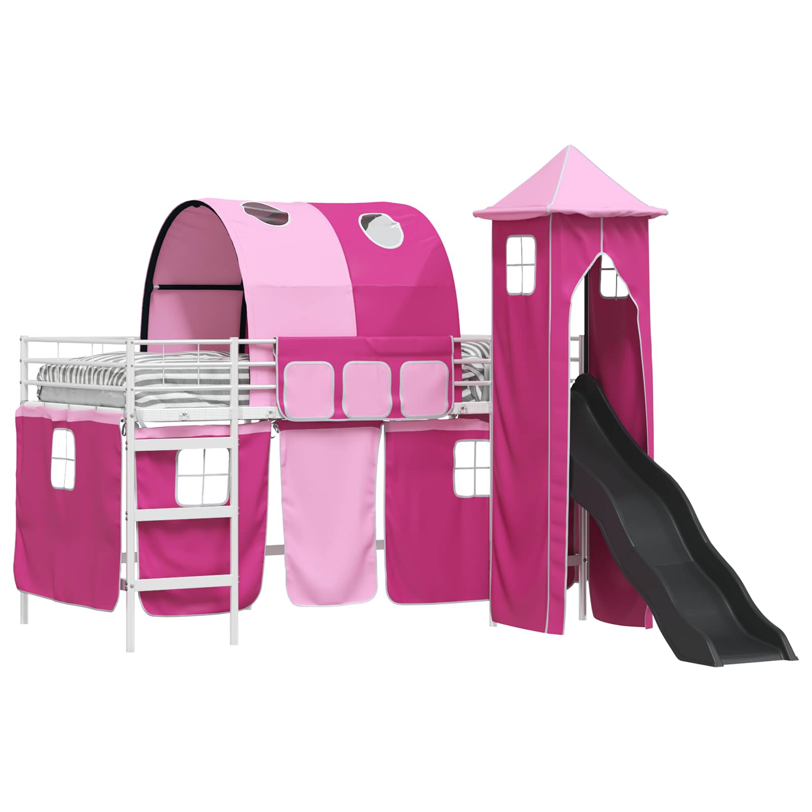 Thumbnail - vidaXL Kinderloftbett Weiß und Rosa 90 x 200 cm Metall