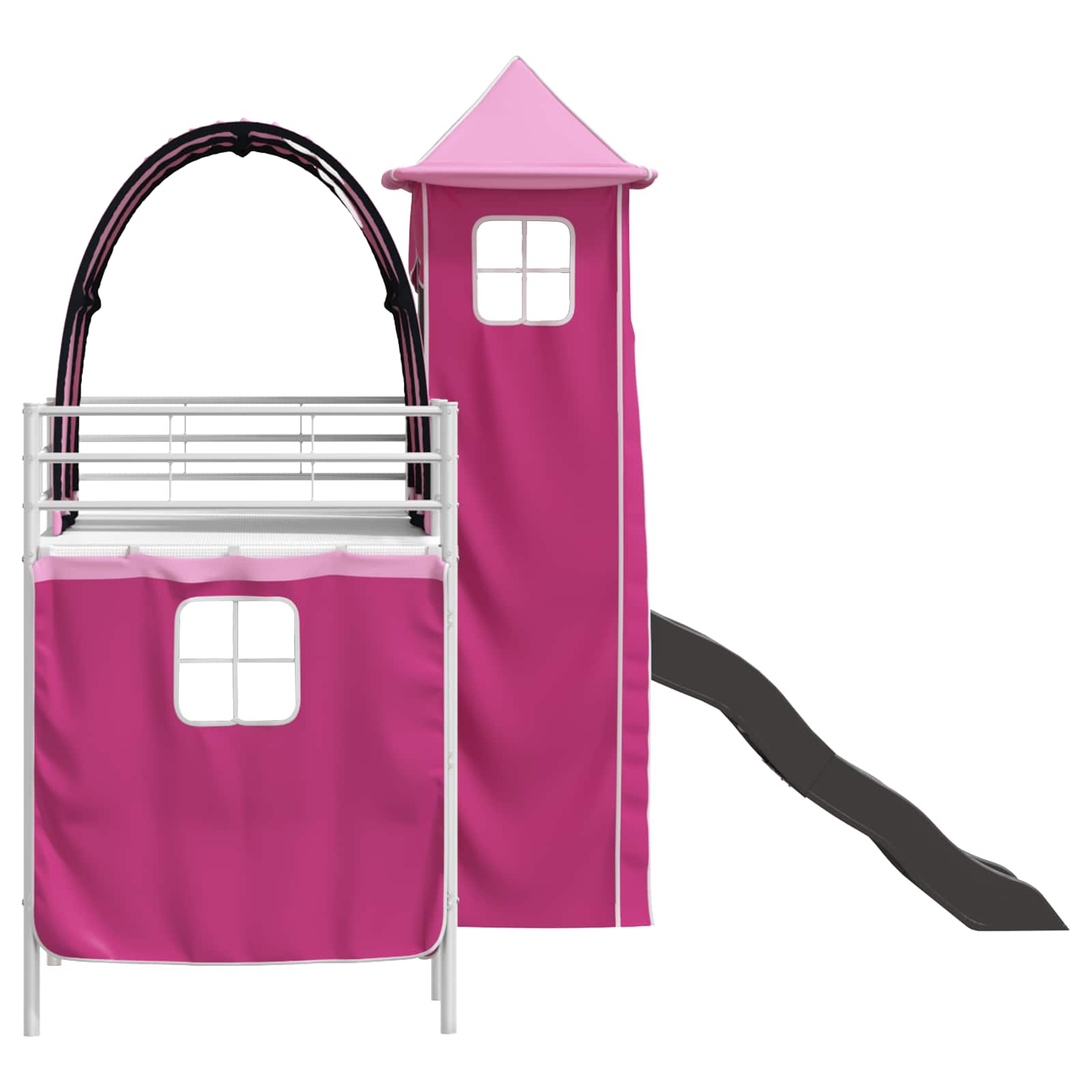 Postelja z loft tipom za otroke Bela in roza 99,5 x 190 cm - slika 9