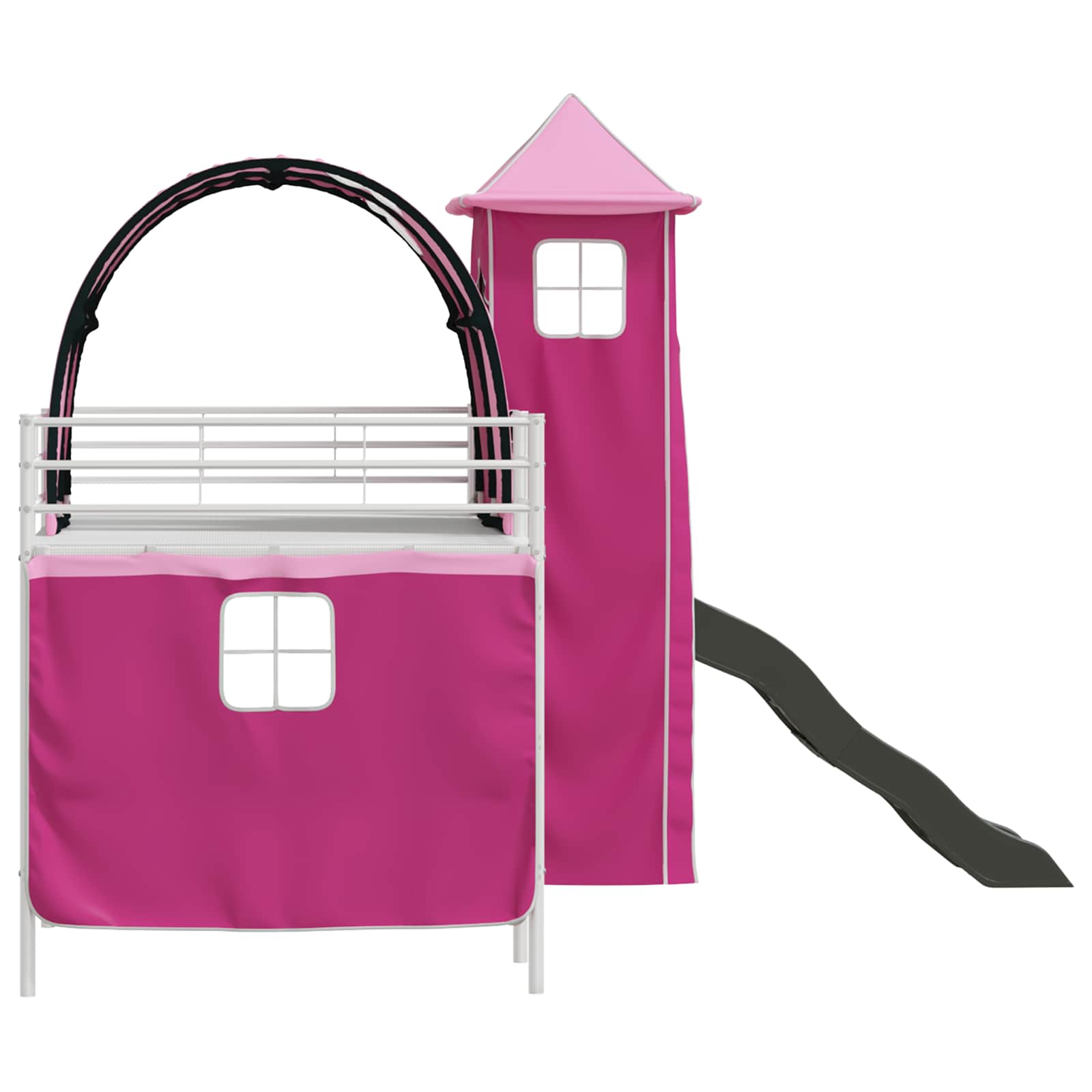 Postelja z loft tipom za otroke Bela in roza 107 x 200 cm - slika 9