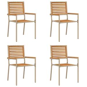 Zahradní stohovatelné židle 4 pcs Hnědá a béžová - obrázek 2
