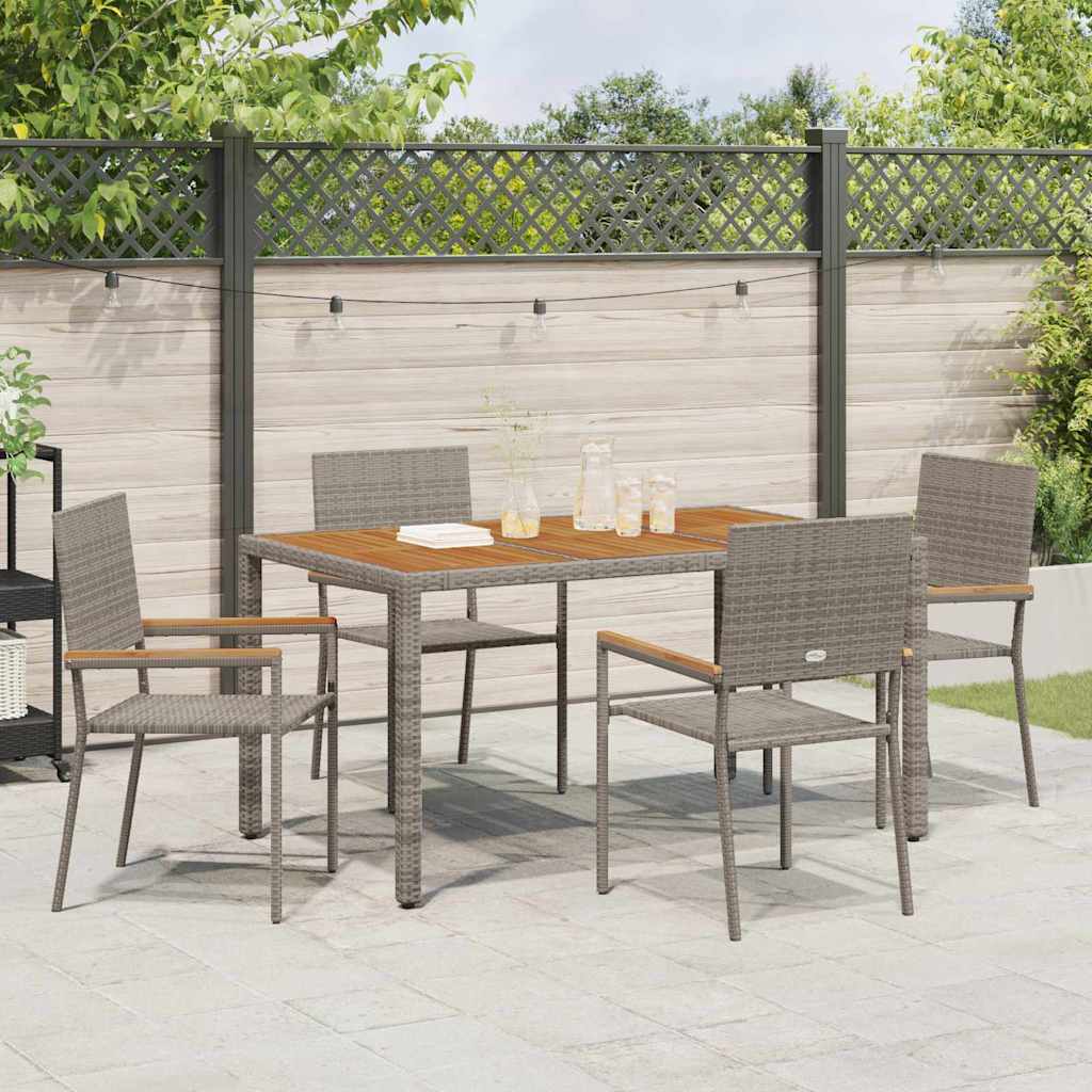 vidaXL Tuinstoelen 4 pcs Grijs, Bruin PE riet, Massief acaciahout