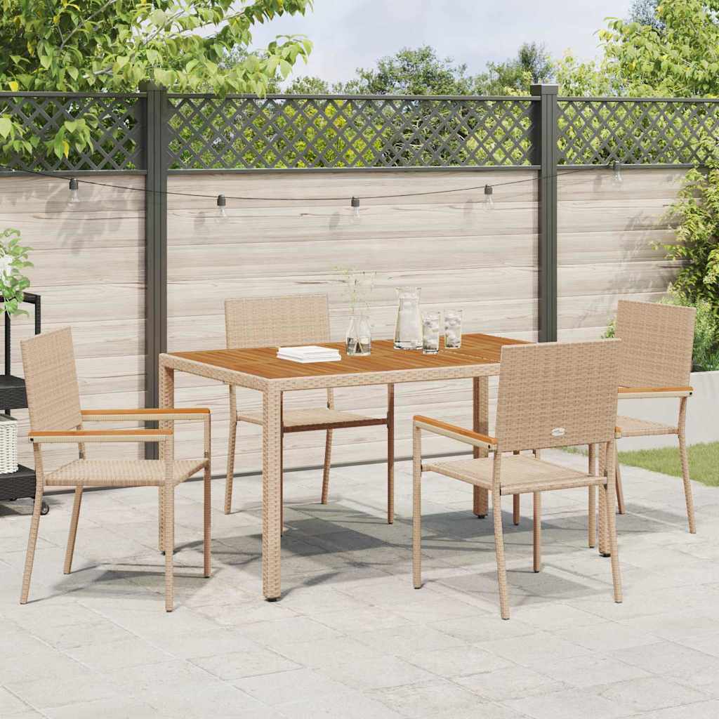 vidaXL Tuinstoelen 4 pcs Crème, Bruin PE riet, Massief acaciahout