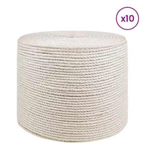 Jutové lano 10 ks 20 mm 100 m Bílá 100% jute Tossa - obrázek 3