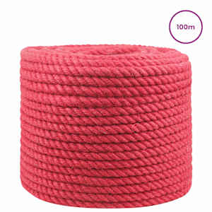 Jutové lano 12 mm Červená 100% jute Tossa - obrázek 3