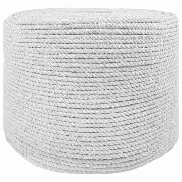 vidaXL Puuvillane K&ouml;is 8 mm 25 m Valge 100% puuvill