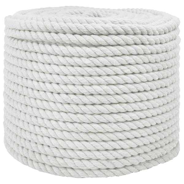vidaXL Puuvillane K&ouml;is 14 mm 25 m Valge 100% puuvill
