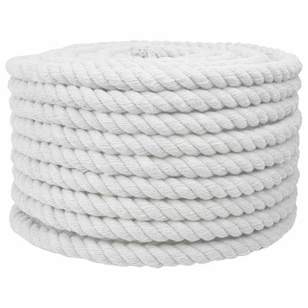 vidaXL Puuvillane K&ouml;is 16 mm 50 m Valge 100% puuvill