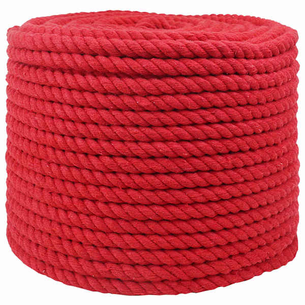 vidaXL Puuvillane K&ouml;is 12 mm 25 m Punane 100% puuvill