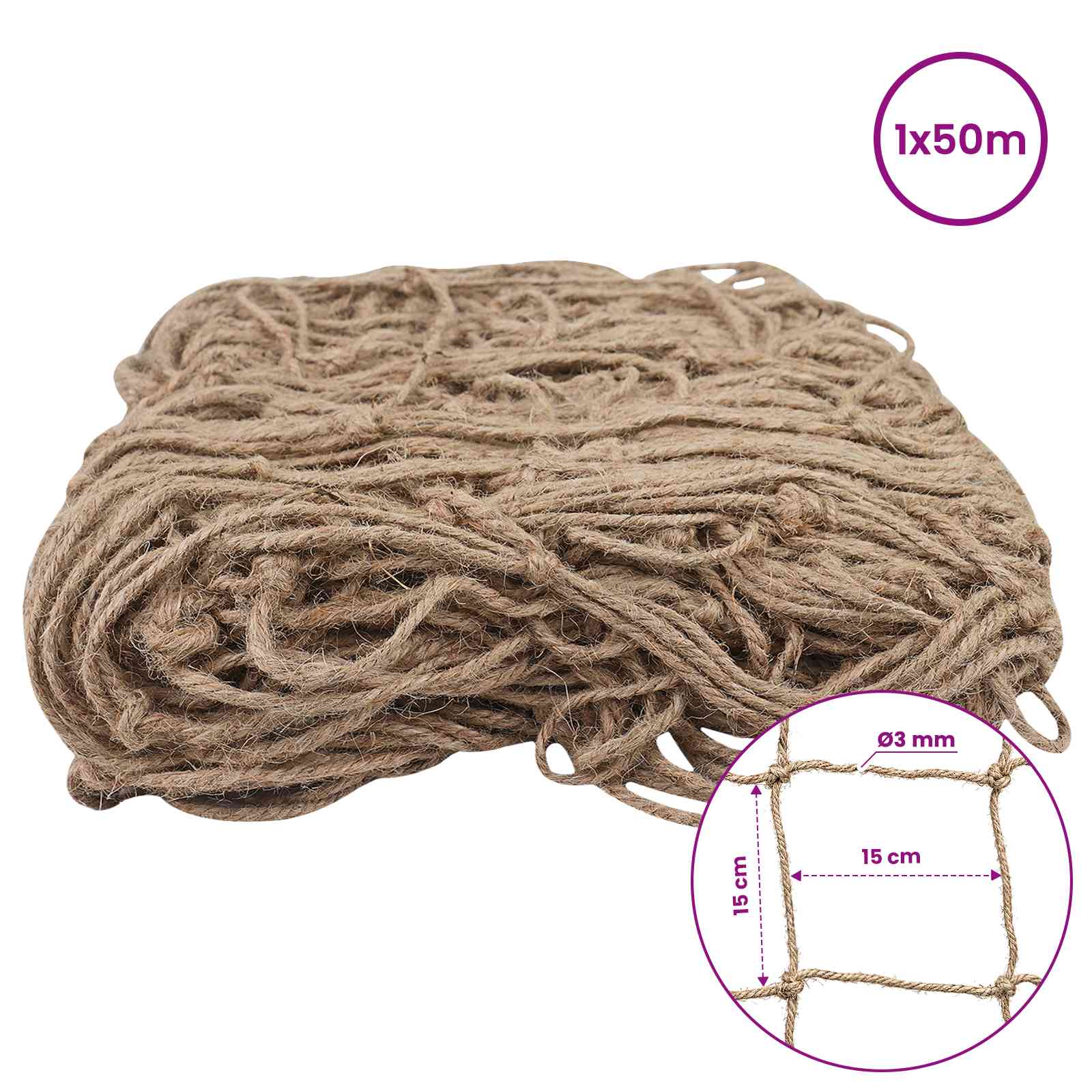 Jute plantensteun netting Naturel 1 x 50 m 100% Tossa Jute image 6