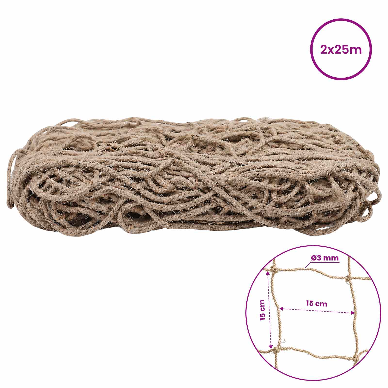 Jute plantensteun netting Naturel 2 x 25 m 100% Tossa Jute image 5