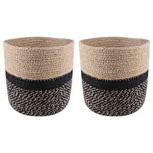 Sada květináčů 2 pcs Přirozená a černá Ø 21 x 21 cm - obrázek 2