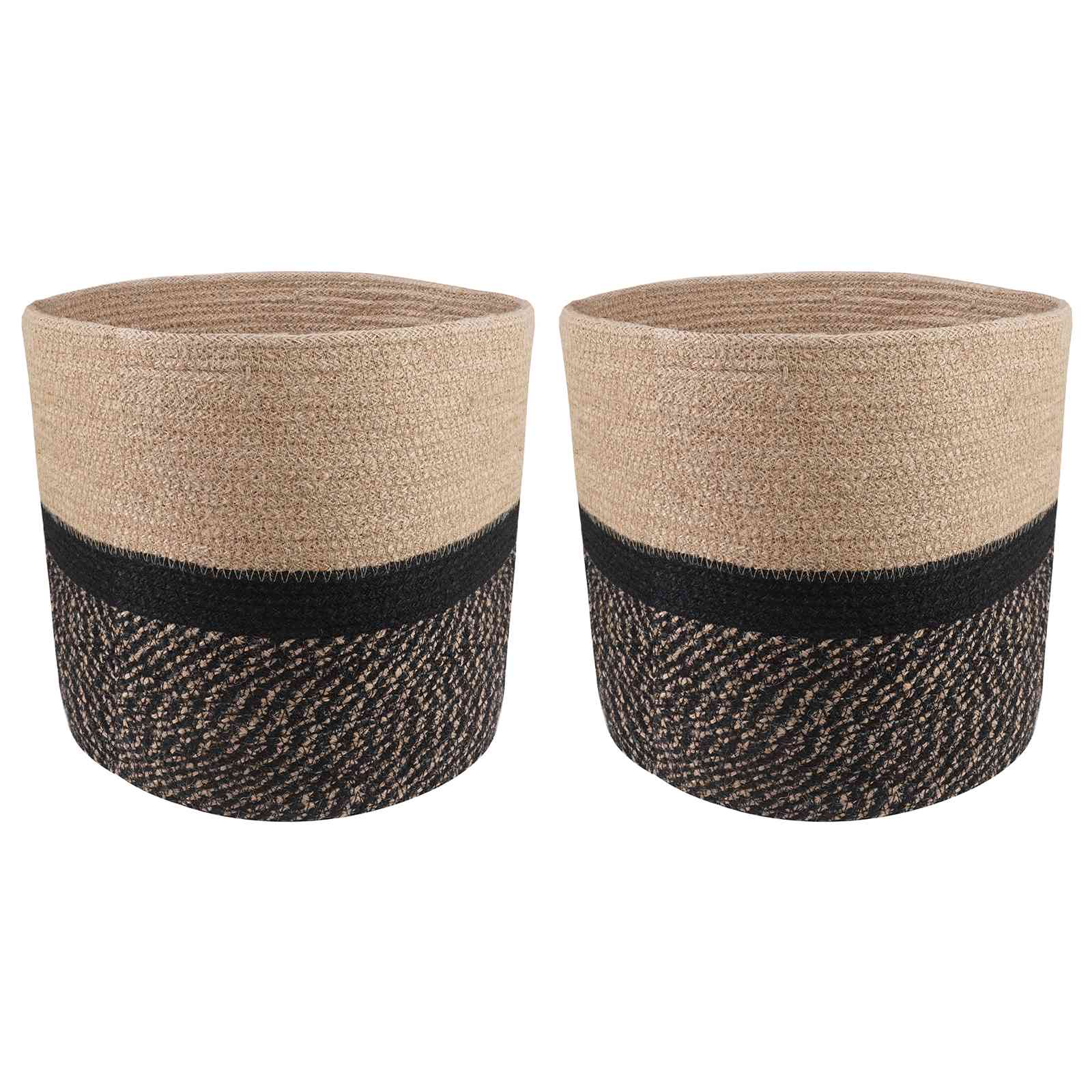 vidaXL Set de Ghivece pentru Plante 2 pcs Natural și Negru