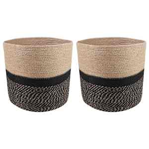 Komplet loncev za rastline 2 pcs Naravna in črna Ø 28 x 28 cm