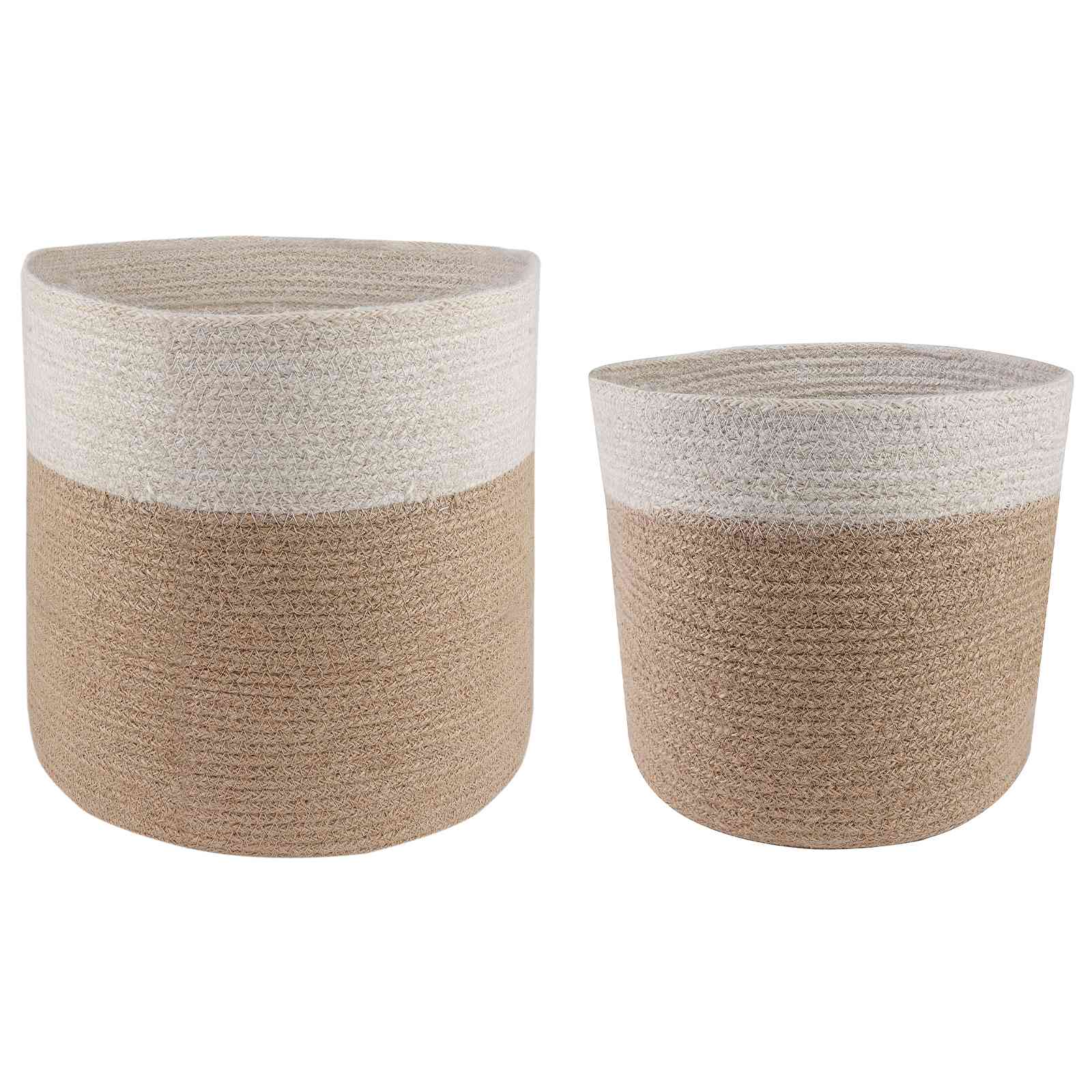vidaXL Set de Ghivece pentru Plante 2 pcs Natural și Alb Ø 28 x 28 cm