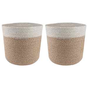Komplet loncev za rastline 2 pcs Naravna in bela Ø 21 x 21 cm