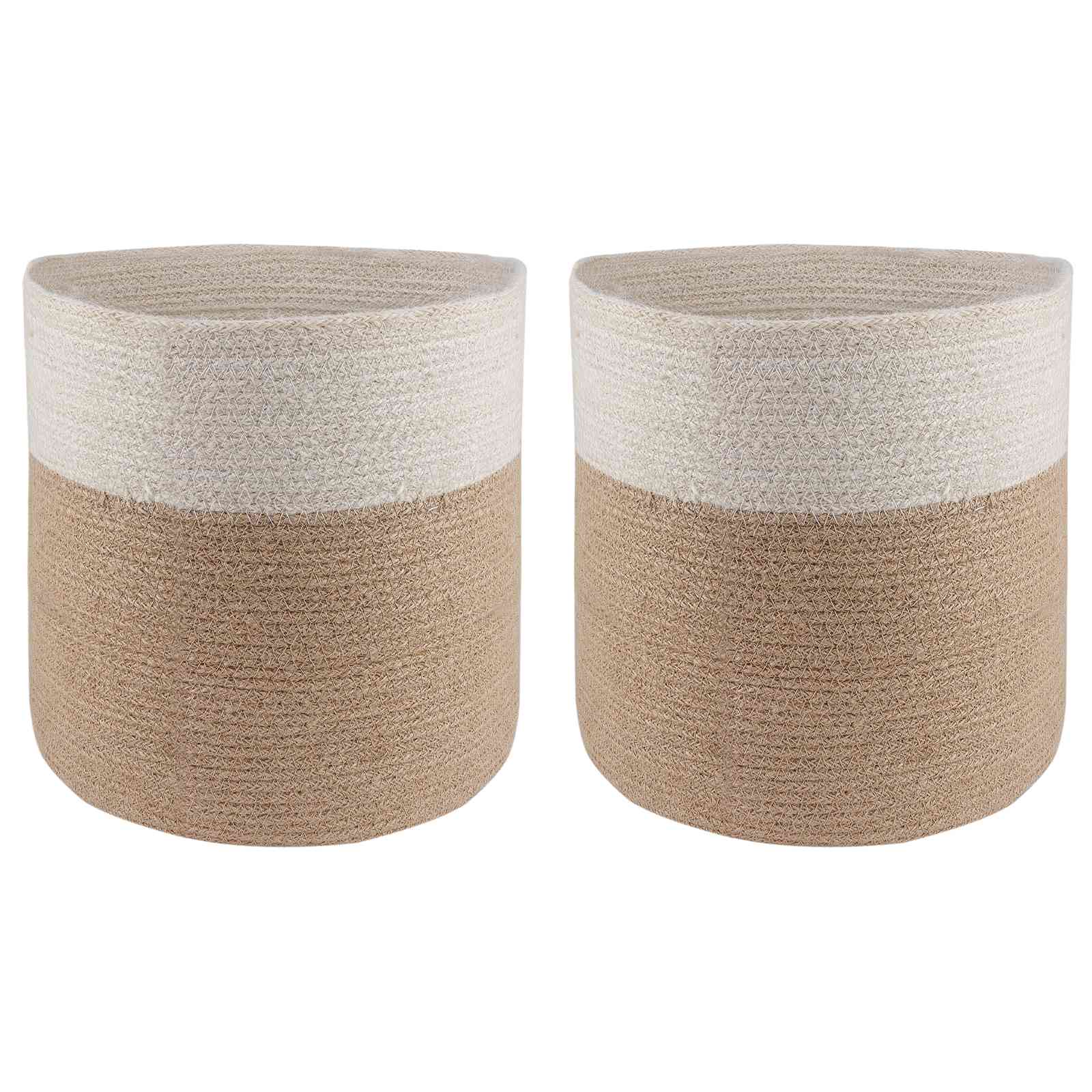 vidaXL Set de Ghivece pentru Plante 2 pcs Natural și Alb Ø 28 x 28 cm