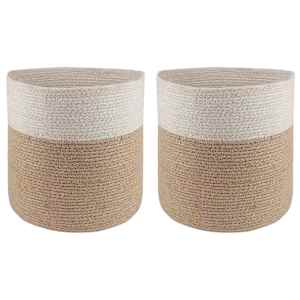 Komplet loncev za rastline 2 pcs Naravna in bela Ø 28 x 28 cm