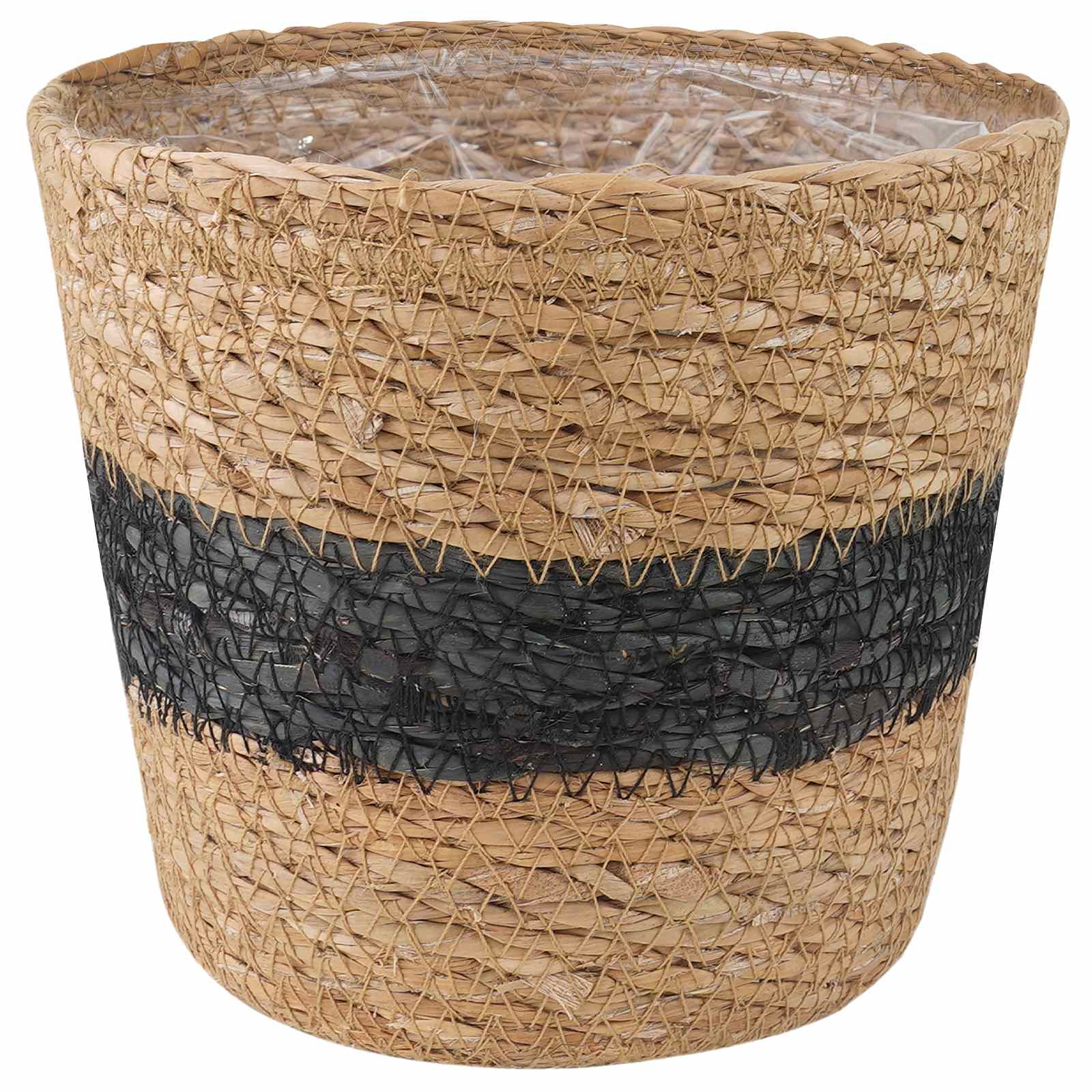Zeegras Plantenmanden 3 pcs Naturel en Zwart Ø26 x 19 cm image 3