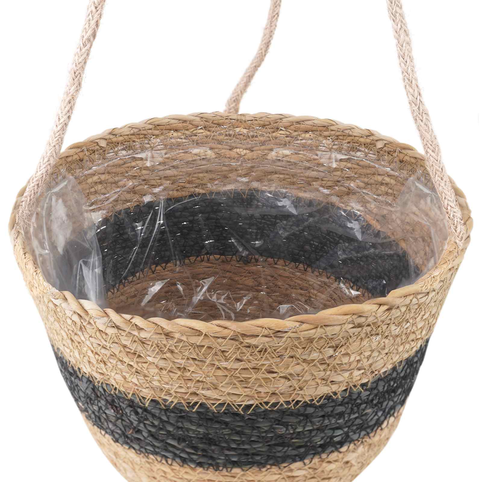 Zeegras Plantenmanden 3 pcs Naturel en Zwart Ø26 x 19 cm image 5