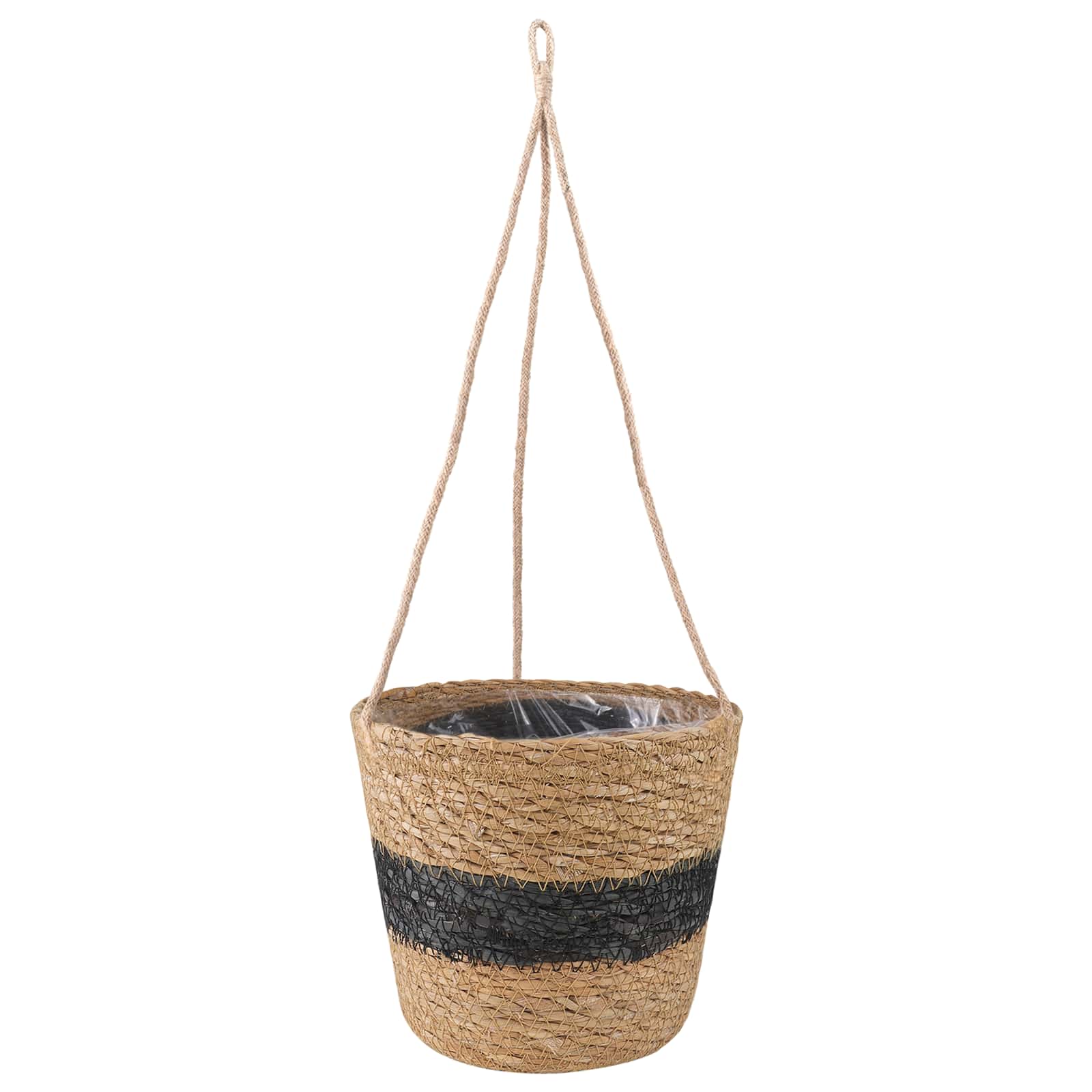 Zeegras Plantenmanden 3 pcs Naturel en Zwart Ø26 x 19 cm image 2