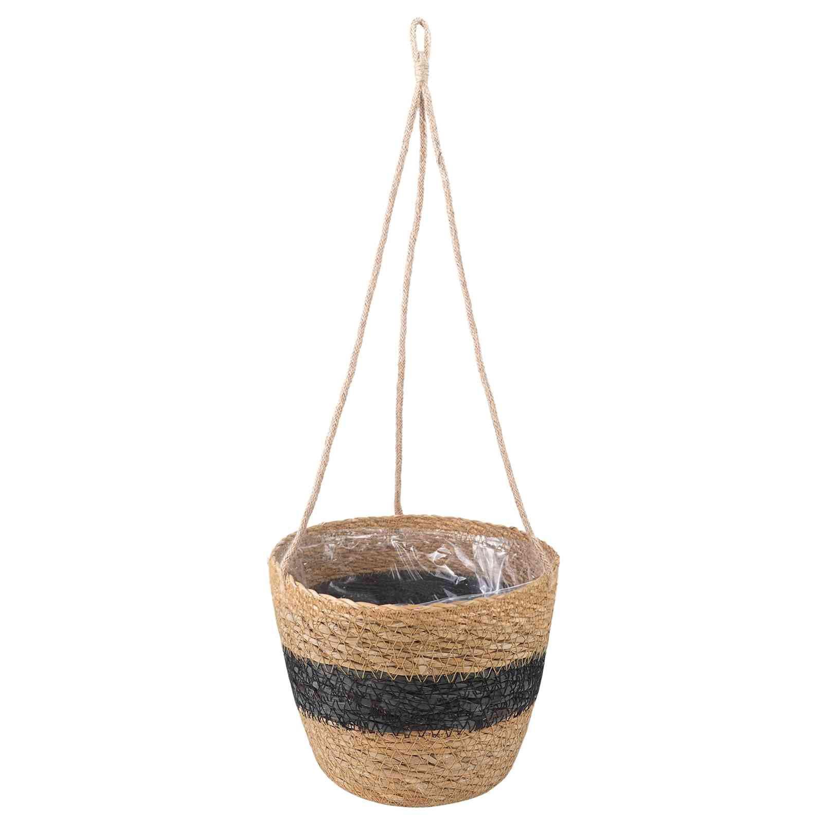 Zeegras Plantenmanden 3 pcs Naturel en Zwart Ø26 x 19 cm image 3