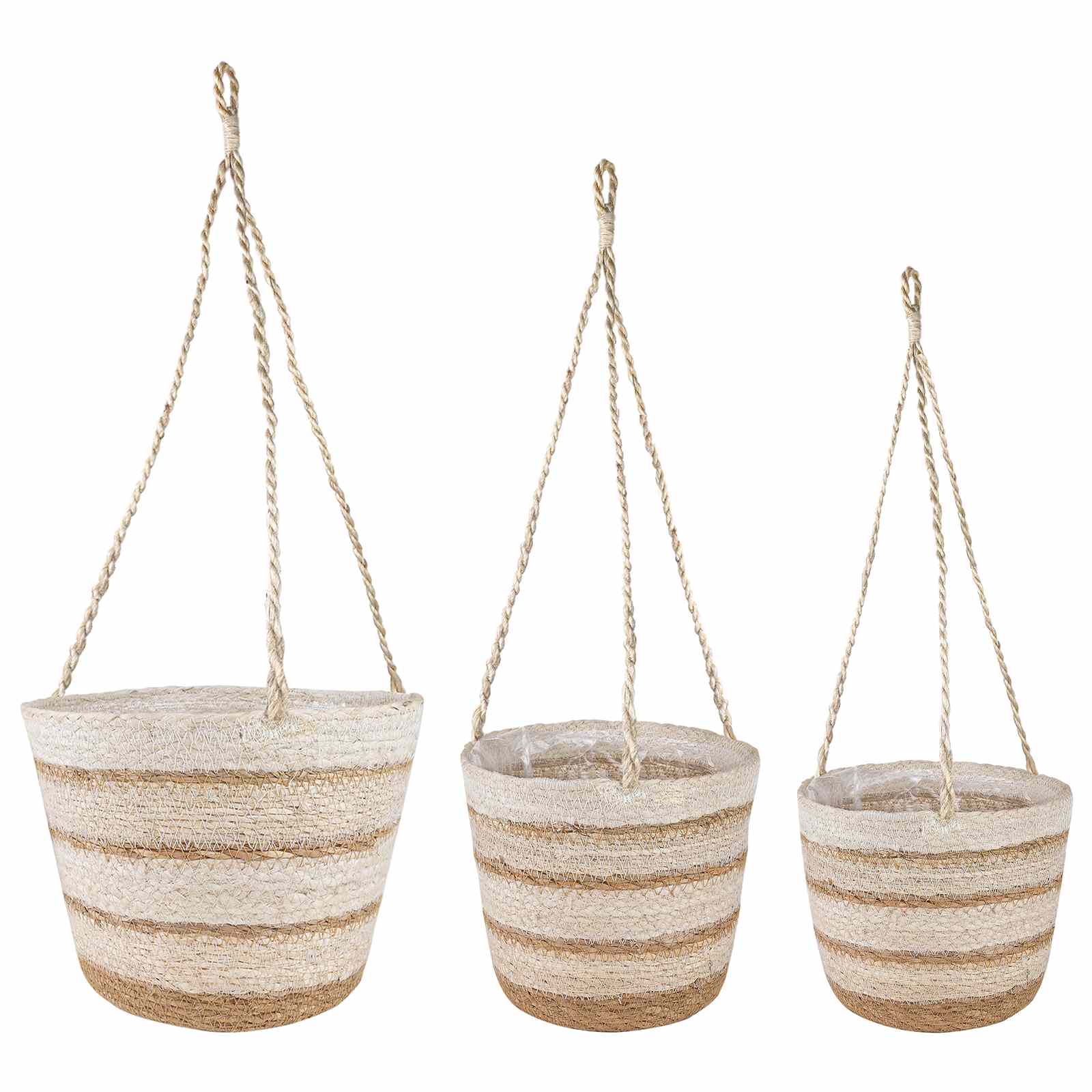 vidaXL Coșuri pentru plante din iarbă de mare 3 pcs