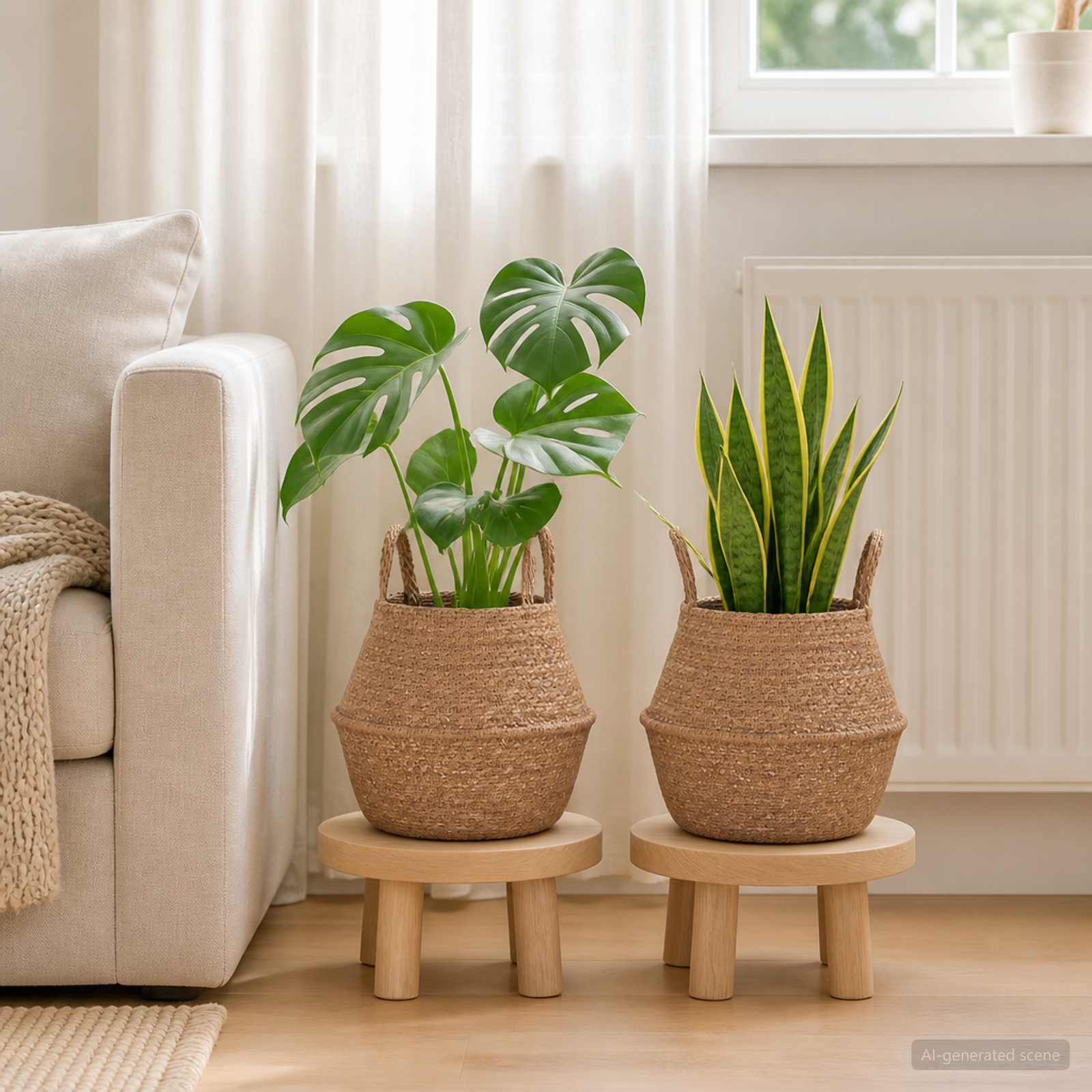 vidaXL Plantekrukke med håndtag 2 stk. Naturfarvet Ø 22 x 20 cm