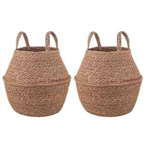 Lonček za rastline z ročaji 2 pcs Naravna Ø 22 x 20 cm