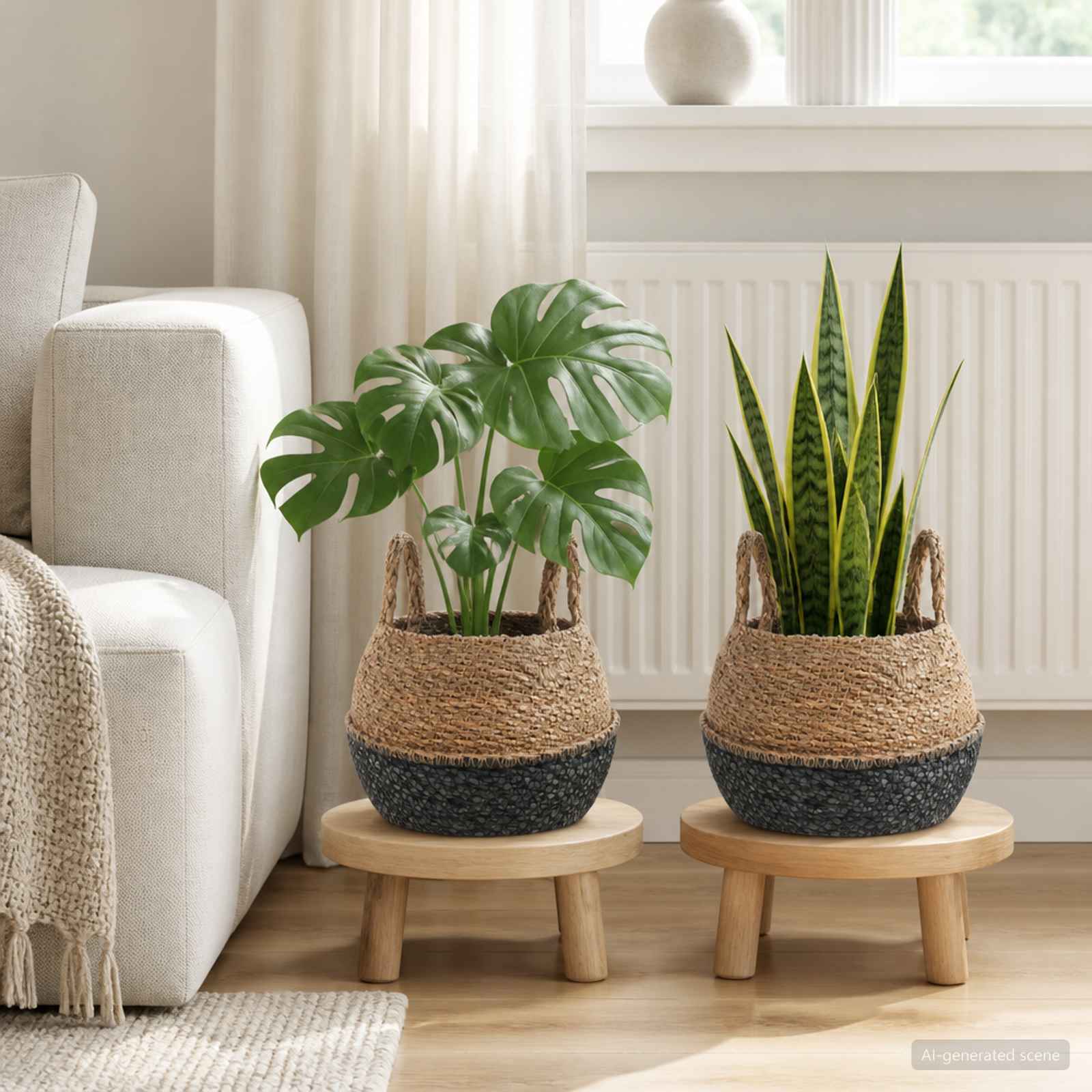 vidaXL Plantekrukke med håndtag 2 stk. Sort Ø 22 x 20 cm 100% Søgræs