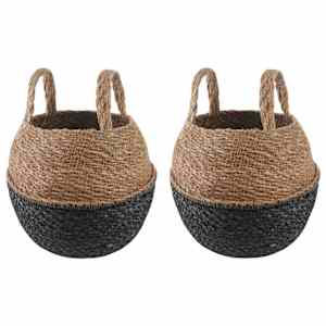 Lonček za rastline z ročaji 2 pcs Črna Ø 22 x 20 cm